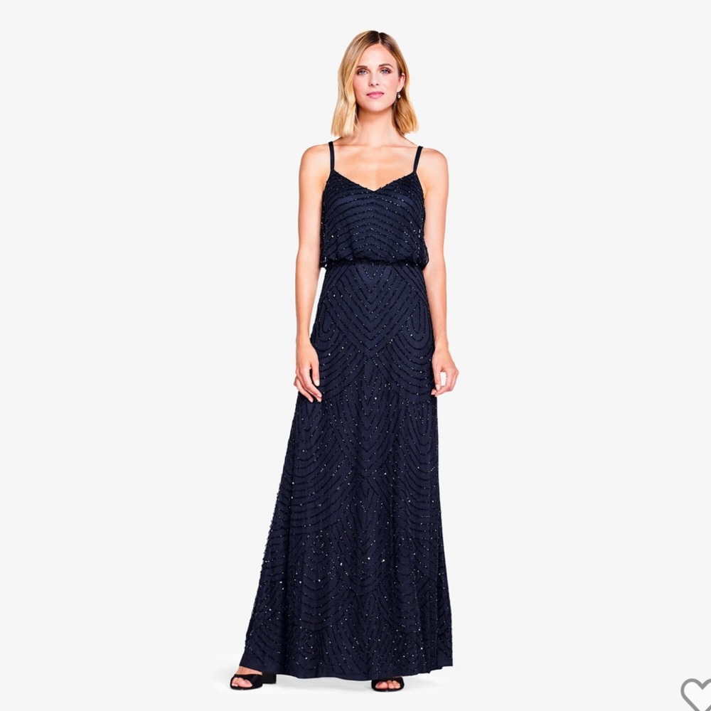 NEW w/o tags. Navy blue beaded gown. US size 2.